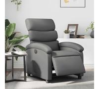 WHOPBXGAD Fauteuil inclinable électrique Gris Similicuir avec Moteur Silencieux, Canapé Relax à Inclinaison Automatique 135°, Confortable pour Salon et Bureau, Charge Max 110 kg