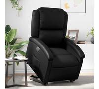 WHOPBXGAD Fauteuil Inclinable Electrique Lift Recliner Chair for Elderly Seniors, Massage Reclining Chair with Power Lift Assist, Manual Tilt, PU Leather, Black, Max Load 110kg
