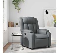 WHOPBXGAD Fauteuil Inclinable Gris Similicuir, Recliner Chair with Manual Recline to 135°, Thick Padded Seat and Back, Sturdy Wood Metal Frame, Comfortable Living Room Bedroom Armchair for Relaxation