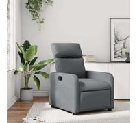 WHOPBXGAD Fauteuil inclinable Manuel, Canapé d'angle Relax en Similicuir Gris, Siège inclinable pour Salon et Bureau, Confortable avec Repose-Pieds, Charge Max 110kg, Design Moderne et Durable