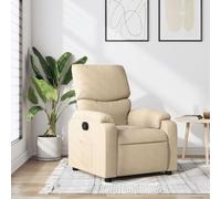 WHOPBXGAD Fauteuil inclinable Manuel, Chaise Longue relaxante en Tissu Crème, Siège inclinable à 135°, Confortable pour Salon et Chambre, Poche latérale, Support jusqu'à 110 kg