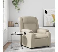 WHOPBXGAD Fauteuil inclinable Manuel en Similicuir Crème, Siège Salon avec Repose-Pieds réglable, Fauteuil Relax inclinable jusqu'à 135°, Confortable pour Salon et Chambre, Charge Max 110 kg