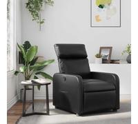 WHOPBXGAD Fauteuil inclinable Manuel en Similicuir Noir, Siège Confortable pour Salon et Bureau, Dossier inclinable jusqu'à 135°, Poche latérale, Cadre Bois et métal Robuste supportant 110 kg