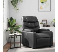 WHOPBXGAD Fauteuil inclinable Manuel en Similicuir Noir, Siège inclinable de Salon et Bureau avec Repose-Pieds, Confortable pour Lire, Regarder la TV et se détendre, Cadre Robuste supportant 110 kg