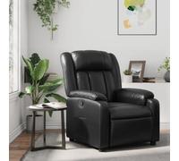 WHOPBXGAD Fauteuil inclinable Manuel en Similicuir Noir, Siège inclinable Relax Confortable pour Salon et Bureau, Fonction Inclinaison 135°, Poche latérale, Supporte 110 kg