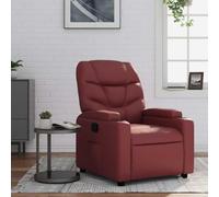 WHOPBXGAD Fauteuil inclinable Manuel en Similicuir Rouge Bordeaux, Canapé d'angle inclinable avec Repose-Pieds pour Salon et Bureau, Siège Confortable avec accoudoirs rembourrés, Charge Max 110 kg