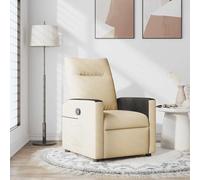 WHOPBXGAD Fauteuil inclinable Manuel en Tissu crème, Relax inclinable à 135°, Fauteuil de Salon Confortable avec Repose-Pieds et Poche latérale pour Salon et Chambre