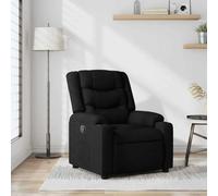 WHOPBXGAD Fauteuil inclinable Manuel en Tissu Noir, Relax inclinable a 135 degres, Fauteuil de Salon Confortable avec Repose-Pieds et Porte-gobelets pour Salon et Chambre, supporte 110 kg