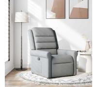 WHOPBXGAD Fauteuil inclinable Manuel, Fauteuil Relax Canapé d'angle en Tissu Gris Clair Confortable pour Salon et Chambre, Siège inclinable avec Repose-Pieds et Poche latérale, Charge Max 110 kg