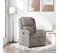 WHOPBXGAD Fauteuil inclinable Manuel, Fauteuil Relax en Tissu Taupe, Siège inclinable avec Repose-Pieds, Confortable pour Salon et Chambre, Cadre Robuste supportant 110 kg