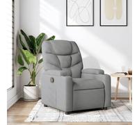 WHOPBXGAD Fauteuil inclinable Manuel Gris Clair en Tissu Polyester Confortable pour Salon et Chambre, Siège Relax avec Repose-Pieds, 135° Inclinaison, Porte-Gobelets, Charge Max 110 kg