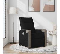 WHOPBXGAD Fauteuil Inclinable Salon Tissu Noir Gris, Fauteuil Relax inclinable Manuel 135°, Confortable avec Accoudoirs et Poche, Stable pour Séjour, Bureau, Chambre, Max 110kg