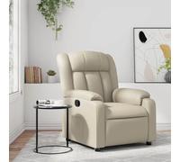 WHOPBXGAD Fauteuil Inclinable Similicuir Crème, Chaise de Salon Relax avec Fonction Inclinaison Manuelle 135°, Siège Large et Confortable pour Salon, Bureau, Chambre à Coucher, Charge Max 110 kg