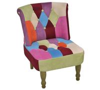 WHOPBXGAD French Style Chairs Set of 2, Patchwork Fabric Accent Chairs with Wooden Frame, Comfortable Padded Seat for Living Room, Bedroom, Hallway Decor, Assembly Required, Max Load 110kg