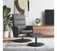 WHOPBXGAD Grey Recliner Chair with Footrest, 360 Swivel PU Leather Lounge Chair, Manual Reclining Sofa for Living Room Bedroom, Max Load 110kg, Comfortable Home Office Seat