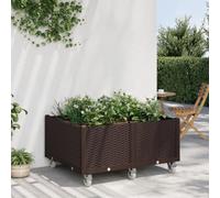 WHOPBXGAD Jardinière à roulettes Marron 100x80x54 cm avec Treillis Intégré, Bac à Fleurs d'Extérieur en Polypropylène Léger pour Tomates, Plantes Grimpantes sur Terrasse, Balcon et Jardin