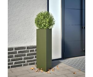 WHOPBXGAD Jardinière Triangulaire en Acier Vert Olive 75 cm, bac à Fleurs Profond pour Balcon terrasse Jardin, Design Moderne sans Trous, Stable et résistant aux intempéries