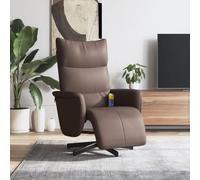 WHOPBXGAD Massage Chair Recliner with Footrest, Brown PU Leather, 6-Point Vibration Massage, 360-Degree Swivel, Adjustable Backrest for Living Room and Office Relaxation