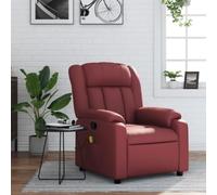 WHOPBXGAD Massage Chair Recliner with Vibration, Manual Recline to 135 Degrees, 6 Point Massage, Bordeaux Red Faux Leather, Comfortable for Living Room and Bedroom, Max Load 110kg