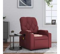 WHOPBXGAD Massage Chair Recliner with Vibration, Manual Recline to 135 Degrees, Bordeaux Red PU Leather Living Room Office Chair for Relaxation, 6 Point Massage, USB Powered, Max Load 110kg