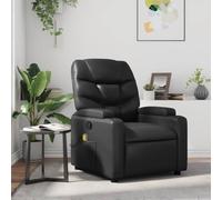WHOPBXGAD Massage Recliner Chair with Vibration, Manual Recline to 135 Degrees, 6 Point Massage, Black PU Leather, Comfortable Home Office Relaxation Chair, Max Load 110kg