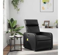 WHOPBXGAD Massage Recliner Chair with Vibration, Manual Recline to 135 Degrees, 6 Point Massage, Black Faux Leather, Comfortable Home Office Relaxation Chair for Living Room Bedroom