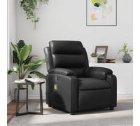 WHOPBXGAD Massage Recliner Chair with Vibration, Manual Recline to 135 Degrees, 6 Point Massage, Black PU Leather, Comfortable for Living Room and Office, Max Load 110kg