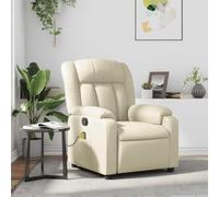WHOPBXGAD Massage Recliner Chair with Vibration, Manual Recline to 135 Degrees, 6-Point Massage, Cream Faux Leather, Comfortable for Living Room and Bedroom, Max Load 110kg