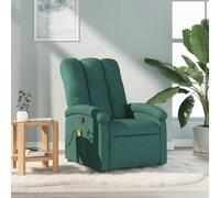 WHOPBXGAD Massage Recliner Chair with Vibration, Manual Recline to 135 Degrees, 6 Point Massage, Dark Green Fabric, Comfortable for Living Room and Bedroom, Max Load 110kg