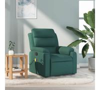 WHOPBXGAD Massage Recliner Chair with Vibration, Manual Recline to 135 Degrees, 6 Point Massage, Dark Green Fabric, Comfortable for Living Room and Bedroom, Max Load 110kg