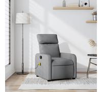 WHOPBXGAD Massage Recliner Chair with Vibration, Manual Recline to 135 Degrees, 6-Point Massage, Grey Fabric, Comfortable for Living Room and Bedroom, Supports 110kg