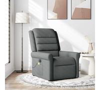 WHOPBXGAD Massage Recliner Chair with Vibration, Manual Reclining Function up to 135 Degrees, 6-Point Massage, Comfortable Fabric, Grey, for Living Room and Bedroom Relaxation