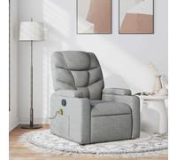 WHOPBXGAD Massage Recliner Chair with Vibration, Manual Reclining Function up to 135 Degrees, Comfortable Fabric Lounge Chair for Living Room and Bedroom, Light Grey, Supports 110kg