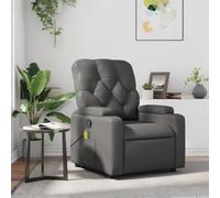 WHOPBXGAD Massage Recliner Chair with Vibration, Manual Reclining to 135 Degrees, 6-Point Massage, Grey Faux Leather, Comfortable Living Room Chair for Home Office, Max Load 110kg