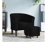 WHOPBXGAD Modern Cabriolet Chair with Ottoman, Black Fabric Accent for Living Room and Bedroom, Sturdy Wood Frame, Comfortable Tufted Lounge Chair with Footrest, Max Load 110kg