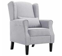 WHOPBXGAD Modern Fabric Accent Chair, Light Gray Upholstered Armchair with Lumbar Pillow for Living Room, Office, Bedroom, Sturdy Wood Frame, High Back, Max Load 110kg, Comfortable Seating
