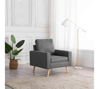 WHOPBXGAD Modern Fabric Accent Chair, Soft Gray Lounge Chair with Solid Wood Frame for Living Room, Bedroom, Office, Comfortable Padded Seat and Back Cushion, Easy Assembly, Supports 110 kg