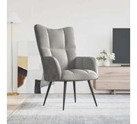 WHOPBXGAD Modern Velour Accent Chair, Grey Lounge for Living Room & Bedroom, Soft Plush Fabric Single Seater with Sturdy Steel Frame, Comfortable Reading Chair, 61x70x96.5 cm, Max Load 110kg