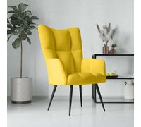 WHOPBXGAD Modern Velour Accent Chair, Mustard Yellow Lounge for Living Room & Bedroom, Comfortable Single Seater with Thick Cushion and Steel Frame, Stylish Relaxation Chair for Adults