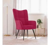 WHOPBXGAD Modern Velour Lounge Chair, Bordeaux Red Accent with Thick Cushion and Steel Frame for Living Room Bedroom, Comfortable Relaxation Chair for Reading and Resting, Supports 110kg