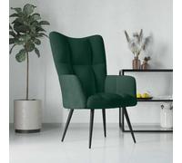 WHOPBXGAD Modern Velvet Accent Chair, Dark Green Lounge with Thick Cushion and Steel Frame, Comfortable Reading Chair for Living Room, Bedroom, Office, Supports Up to 110 kg