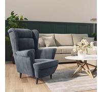 WHOPBXGAD Modern Velvet Accent Chair, Dark Grey Upholstered Lounge Chair with Padded Seat and Back, Sturdy Plywood Frame for Living Room, Bedroom, Office, Max Load 110kg, Assembly Required