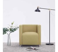 WHOPBXGAD Modern Velvet Accent Chair, Green Fabric Cube Armchair with Chrome Legs for Living Room Bedroom, Ergonomic Lounge Chair with Soft Seat and Sturdy Wood Frame, Max Load 110kg