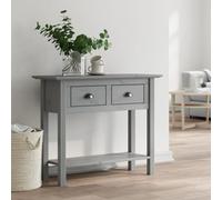 WHOPBXGAD Pin Massif Robuste avec Rangement Table Console Gris 91x35x74 cm | Table console BODO gris 91x35x74 cm bois de pin massif rangement salon entrée moderne