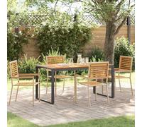 WHOPBXGAD Poly rotin Bois Acacia Moderne Repas extérieur Beige 160x80x75cm