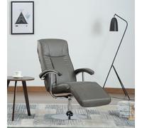 WHOPBXGAD Recliner Chair for Living Room, Grey PU Leather Reclining with High-Density Foam, Adjustable TV Chair for Relaxing and Reading, Max Load 110kg, Modern Design
