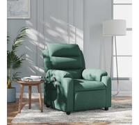 WHOPBXGAD Recliner Chair for Living Room, Manual Recliner Sofa with 135 Degree Tilt, Comfortable Fabric Lounge Chair with Side Pocket, Dark Green, Sturdy Wood Metal Frame, Max Load 110kg