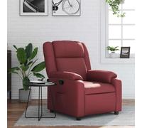 WHOPBXGAD Recliner Chair for Living Room, Manual Recliner with Footrest, Bordeaux Red Faux Leather Reclining Comfortable Lounge Chair for Bedroom, Max Load 110kg, Easy Assembly