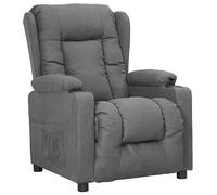 WHOPBXGAD Recliner Chair for Living Room, Manual Reclining Sofa with 3 Positions, Thick Padded Fabric, Grey Lounge Chair with Cup Holders, Sturdy Wood Metal Frame for Bedroom Office Relaxation