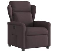 WHOPBXGAD Recliner Chair for Living Room, Manual Reclining Sofa with Footrest, 135 Degree Adjustable, Dark Brown Fabric, Comfortable Lounge Chair for Bedroom, Home Office, Max Load 110kg